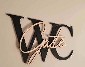 lettering | 3D | Bathroom | toilet | Guest toilet | wood | Wall decoration | Door decoration | Decoration | toilet | Guests | Sign