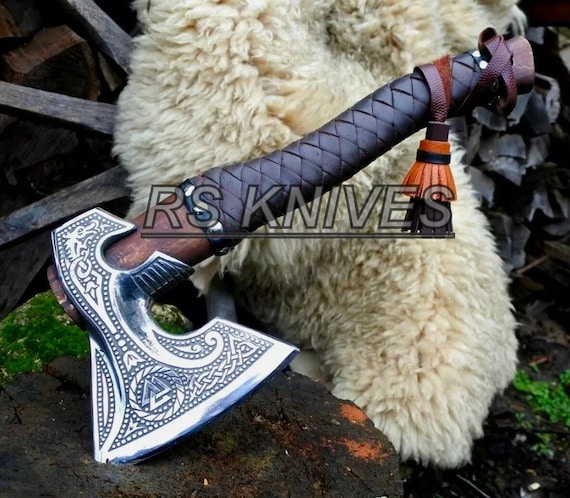Custom Handmade Viking Axes/Hatchet Carbon Steel Outdoor Hunting Camping Axe D4 
