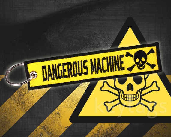Porte-clés Dangerous Machine Jaune - Marque CLJ Charles Le Jeune, Idée Cadeau Originale Métiers