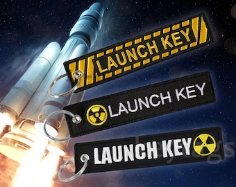 Keychain LAUNCH KEY Key Ring Motorcycle Car Humor Funny Joke SpaceX Tag Military Hilarious