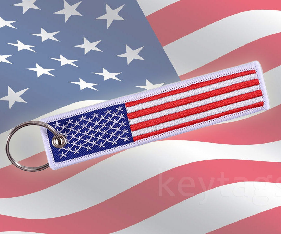Keychain UNITED STATES Flag Tag Key Ring Car Motorcycle Military United ...