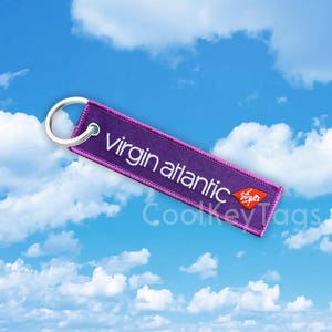 Porte-clés Virgin Atlantic | Porte-clé aviation | Cadeau pilote | Accessoire pour le personnel de cabine | Agent de bord | Amateur d'avions | Porte-clés de voyage