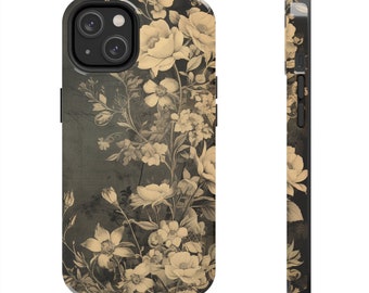 Dark Floral iPhone Case, Gothic Botanical Cover