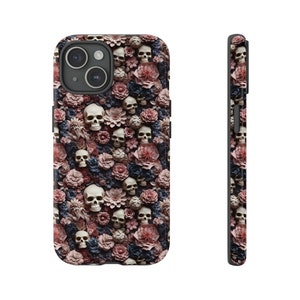 Funda de teléfono con calavera, funda de teléfono con estética oscura para iPhone 15, iPhone 14, iPhone 13, Samsung Galaxy, Google Pixel, funda de teléfono gótica