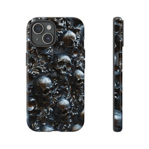 Funda de teléfono con calavera, funda de teléfono con estética oscura para iPhone 15, iPhone 14, iPhone 13, Samsung Galaxy, Google Pixel, funda de teléfono gótica
