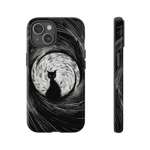 Funda de teléfono con diseño de gato negro, funda de teléfono con estética oscura para iPhone 15, iPhone 14, iPhone 13, Samsung Galaxy Google Pixel, funda de teléfono gótica, regalo de bruja