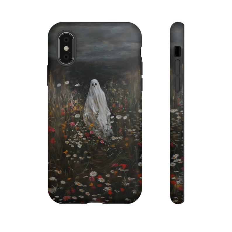Ghost Phone Case, Dark Floral Aesthetic, Double Layer Protection image 8