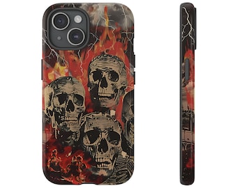 Funda para teléfono con collage de calaveras, estilo gótico, compatible con iPhone, Google Pixel y Samsung Galaxy