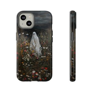 Ghost Phone Case, Dark Floral Aesthetic, Double Layer Protection image 1