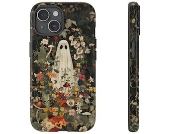 Ghost And Flowers Phone Case, Spooky Cover for iPhone, Google Pixel & Samsung Galaxy
