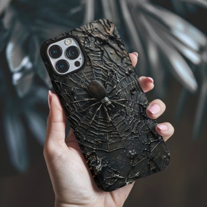 Funda de teléfono con diseño de araña negra, funda de teléfono con estética oscura para iPhone 15, iPhone 14, iPhone 13, Samsung Galaxy, Google Pixel, funda de teléfono gótica
