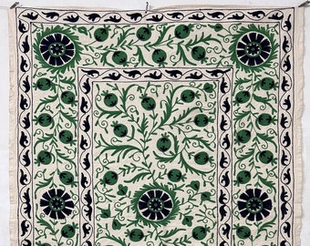 Uzbekistan Cotton Suzani Throw, Blanket, Hand Embroidery, Bedsheet, Bedspread Suzani Embroidery, Tapestry, Colourful Suzani Wall Hanging,