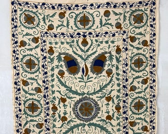 Manta de algodón Suzani bordada, sábana, colcha, bordado Suzani, Suzani uzbeko, colgante de pared Suzani, decoración del hogar bohemia variada