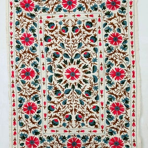 Usbekistan Baumwolle Suzani Überwurf, Decke, Handstickerei, Bettlaken, Tagesdecke Suzani Stickerei, Tapisserie, Bunte Suzani Wandbehang,