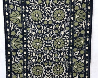 Beautiful Bukhara Flora Suzani, Blanket, Suzani Embroidery, Bedsheet, Decorative Throw, Bedspread, Tapestry, Embroidered Wall Hanging,