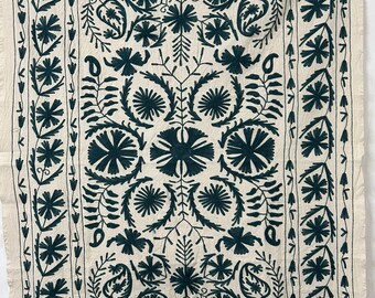 Uzbekistan Cotton Suzani Throw, Blanket, Hand Embroidery, Bedsheet, Bedspread Suzani Embroidery, Tapestry, Colourful Suzani Wall Hanging,