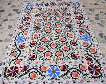 100% Cotton Handmade Suzani Embroidery, Bedsheet, Decorative Throw, Suzani Bedspread, Tapestry, Suzani Wall Hanging, Suzani Table Cover