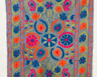 Algodón Suzani tirar manta bordado sábana colcha bordado Suzani, Suzani uzbeko, colgante de pared Suzani, decoración del hogar Boho surtido