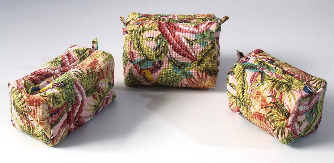 Beige - Handcrafted Fabric Toiletry Bags (Set of 3) 17