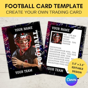 Modelo de cartão esportivo editável | Cartão colecionável de futebol personalizado para impressão | Crie seu próprio cartão colecionável | Modelo Digital Canva Editável, F25