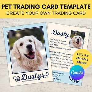 Editable Therapy Pet Trading Card Template | Custom Trading Card Printable | Create Your Own Trading Card | Editable Canva Digital Template