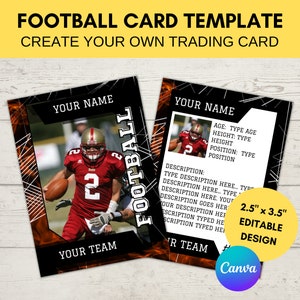 Modèle de carte de sport modifiable | Carte à collectionner de football personnalisée imprimable | Créez votre propre carte à collectionner | Modèle numérique Canva modifiable, F3