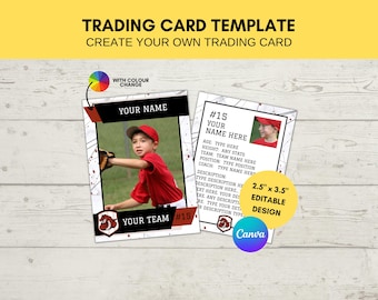 Plantilla editable para tarjetas de béisbol / Diseño personalizado de tarjetas deportivas (Descarga digital)