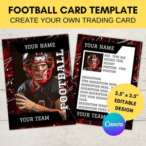 Modelo de cartão esportivo editável | Cartão colecionável de futebol personalizado para impressão | Crie seu próprio cartão colecionável | Modelo Digital Canva Editável, F20