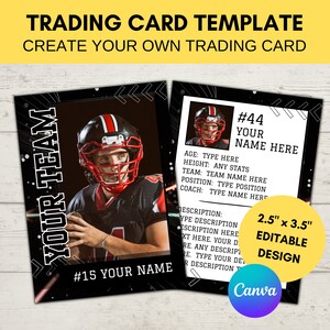 Modèle de carte de sport modifiable | Carte à collectionner de football personnalisée imprimable | Créez votre propre carte à collectionner | Modèle numérique Canva modifiable, T1