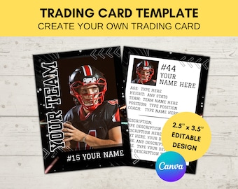 Editable Sports Card Template | Custom Football Trading Card Printable | Create Your Own Trading Card | Editable Canva Digital Template, T1