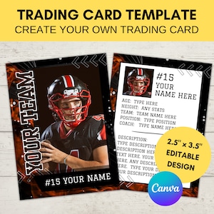 Modèle de carte de sport modifiable | Carte à collectionner de football personnalisée imprimable | Créez votre propre carte à collectionner | Modèle numérique Canva modifiable, T6