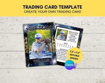 Plantilla editable para tarjetas de béisbol / Diseño personalizado de tarjetas deportivas (Descarga digital)