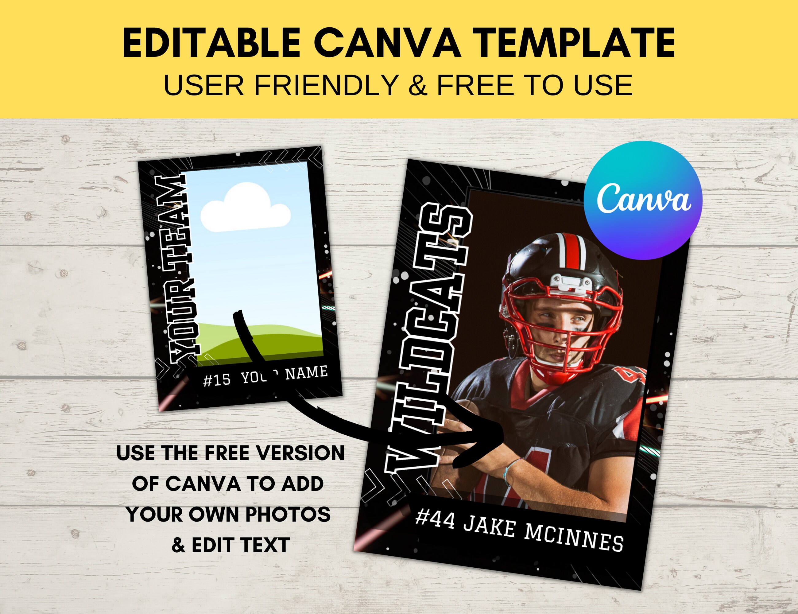 Editable Football Trading Card Template | Canva Sports Card Design ...