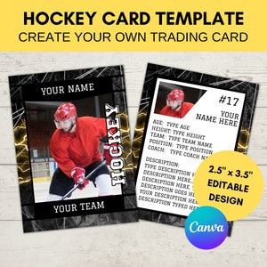 Editable Sports Card Template | Custom Hockey Trading Card Printable | Create Your Own Trading Card | Editable Canva Digital Template, H1