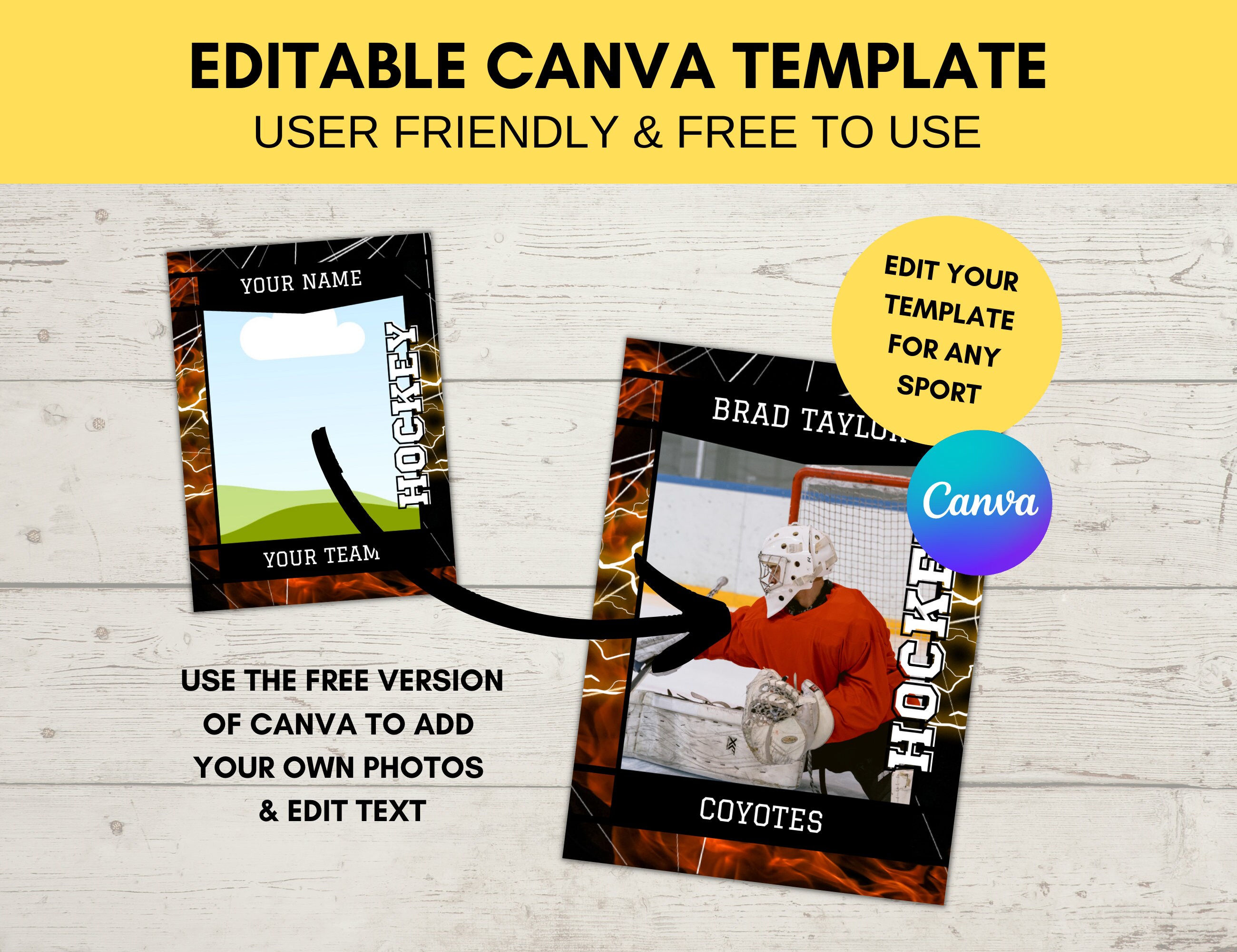 Set of 3 Sport Card Templates Custom Trading Card Printable Create Your