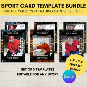 Modèle de carte de sport modifiable | Carte à collectionner de hockey personnalisée imprimable | Créez vos propres cartes à collectionner | Modèle numérique Canva modifiable