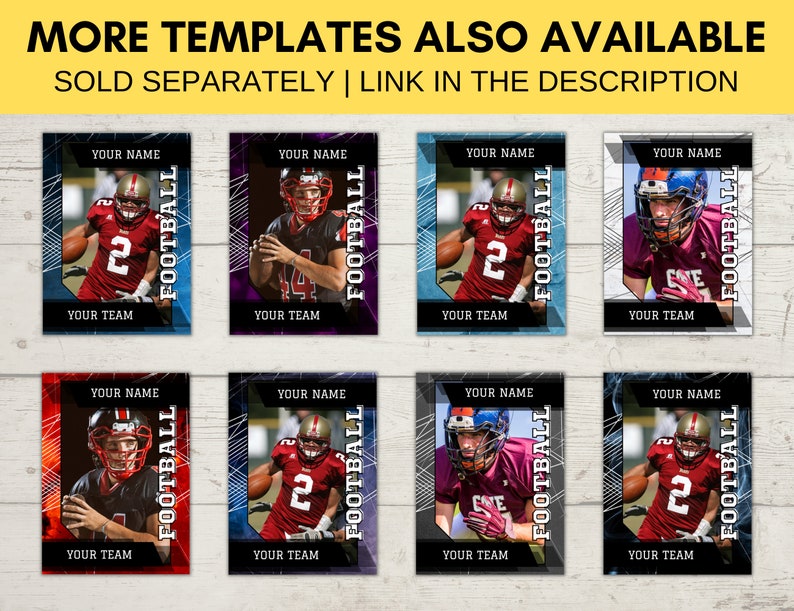 Editable Sports Card Template Custom Football Trading Card Etsy