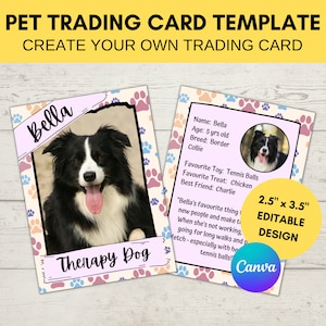 Modello modificabile per carte collezionabili di animali domestici | Carta collezionabile personalizzata stampabile | Crea la tua carta collezionabile | Modello digitale Canva modificabile