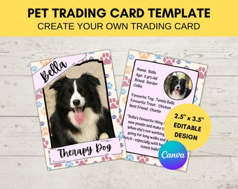 Editable Pet Trading Card Template | Custom Trading Card Printable | Create Your Own Trading Card | Editable Canva Digital Template