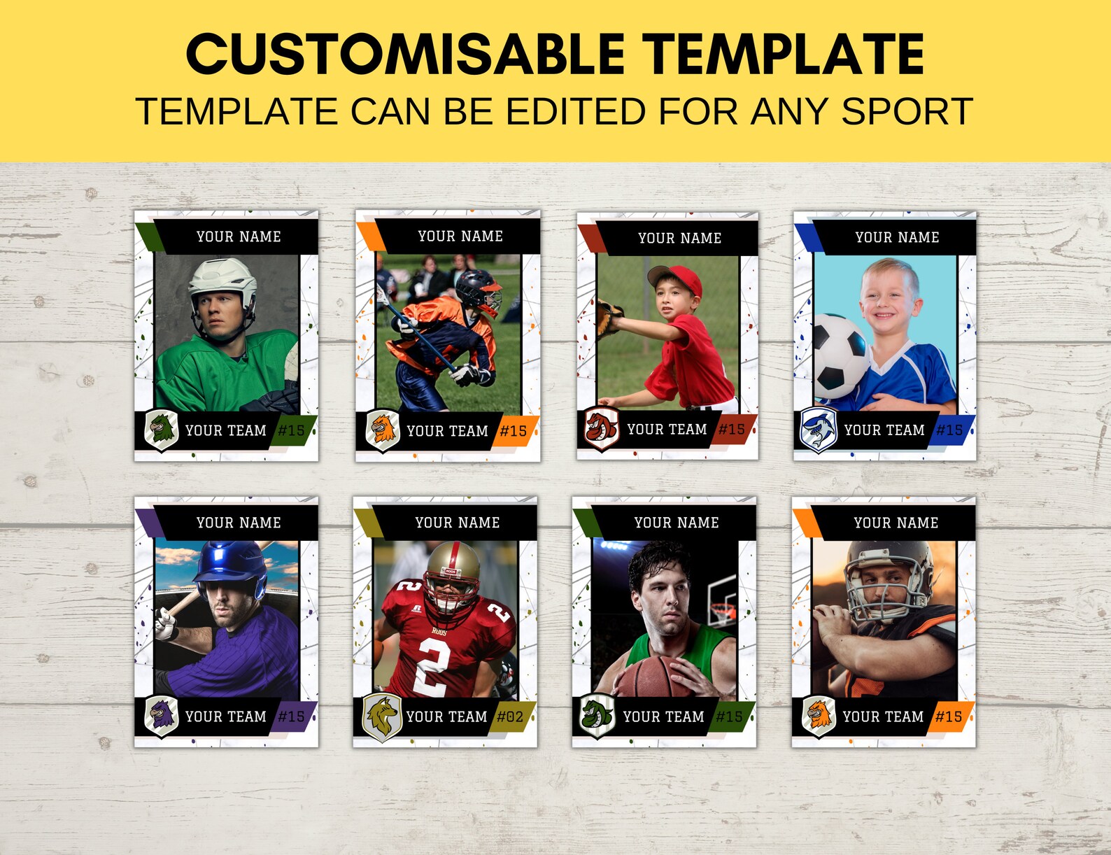 Editable Sports Card Template | Custom Baseball Trading Card Printable ...