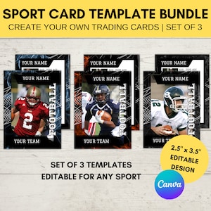 Editable Sports Card Template | Custom Football Trading Card Printable | Create Your Own Trading Cards | Editable Canva Digital Template