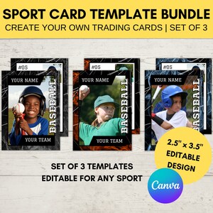 Editable Sports Card Template | Custom Baseball Trading Card Printable | Create Your Own Trading Cards | Editable Canva Digital Template