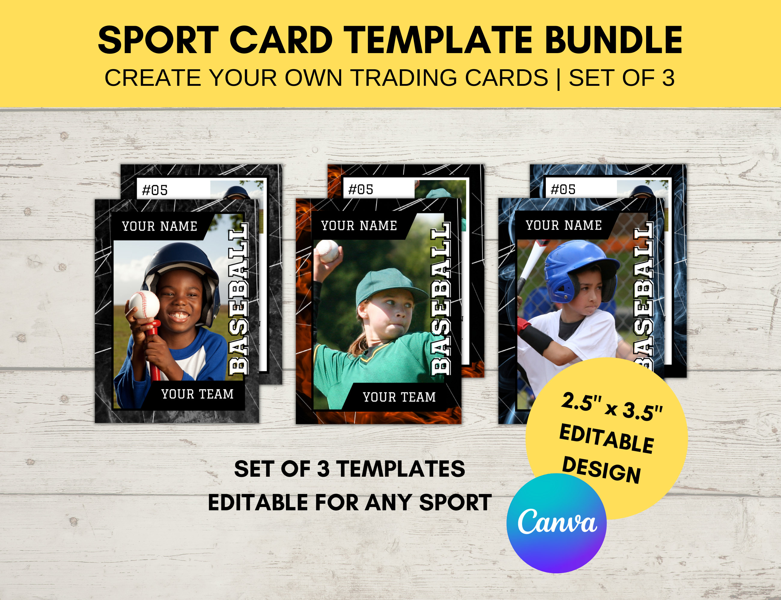 Editable Sports Card Template Custom Baseball Trading Card Printable