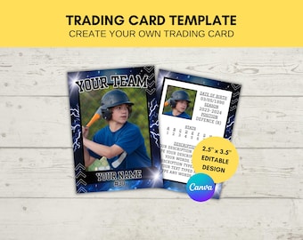 Plantilla editable para tarjetas de béisbol / Diseño personalizado de tarjetas deportivas