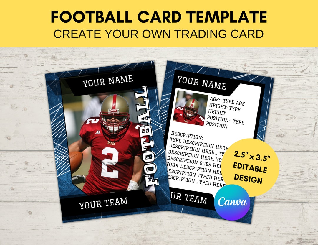 Editable Sports Card Template | Custom Football Trading Card Printable ...