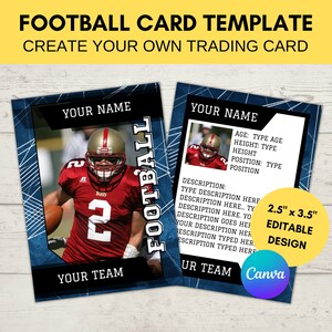 Modèle de carte de sport modifiable | Carte à collectionner de football personnalisée imprimable | Créez votre propre carte à collectionner | Modèle numérique Canva modifiable, F2