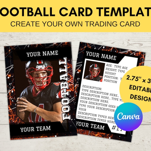 Football Card Templates Canva Etsy Football Card Templates Canva Etsy