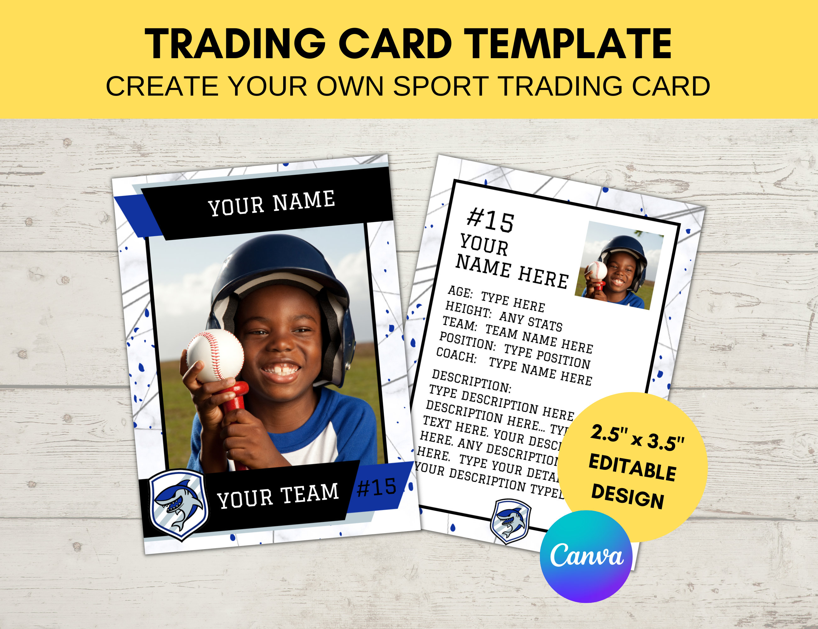 Editable Sports Card Template | Custom Baseball Trading Card Printable ...