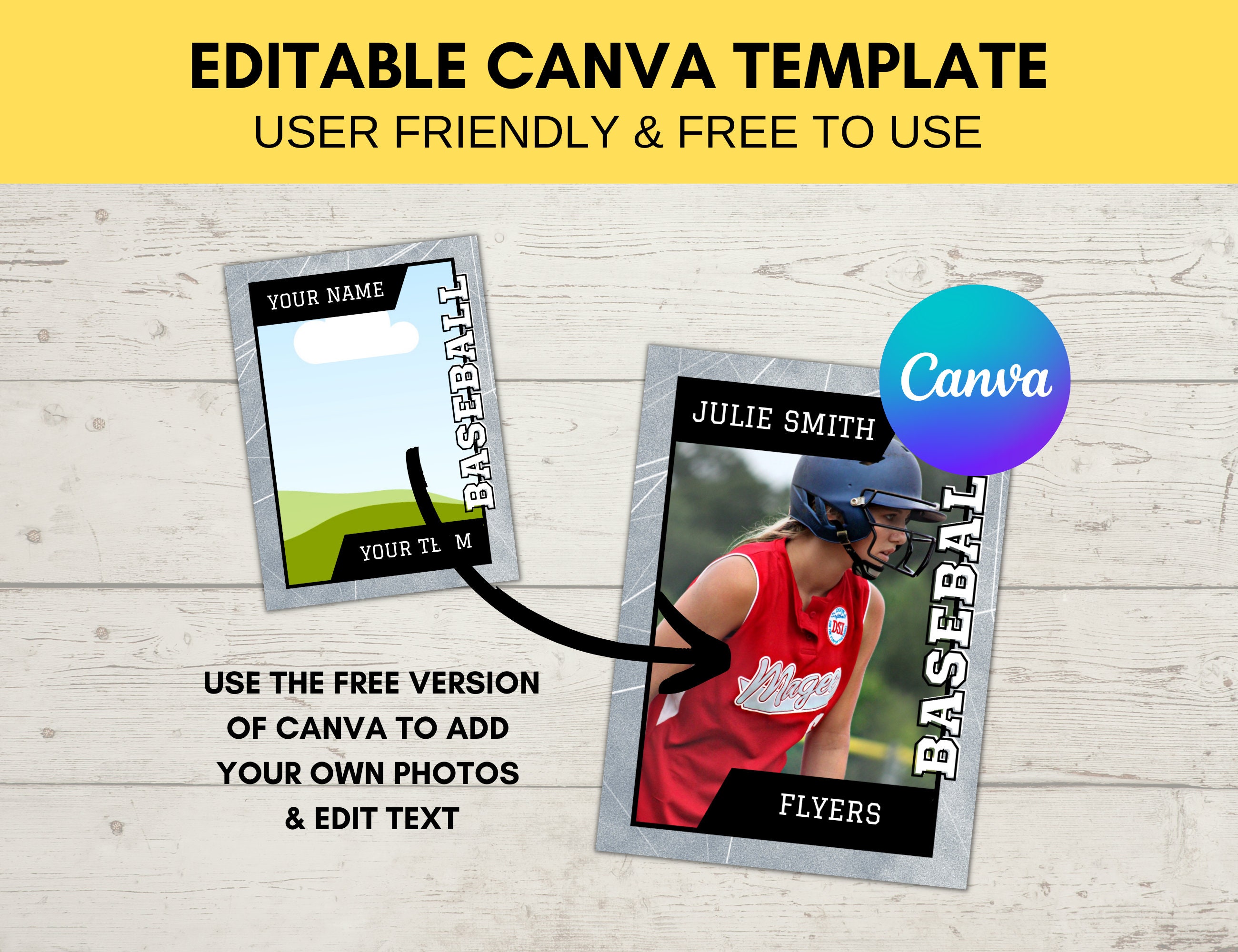 Editable Sports Card Template | Custom Baseball Trading Card Printable ...