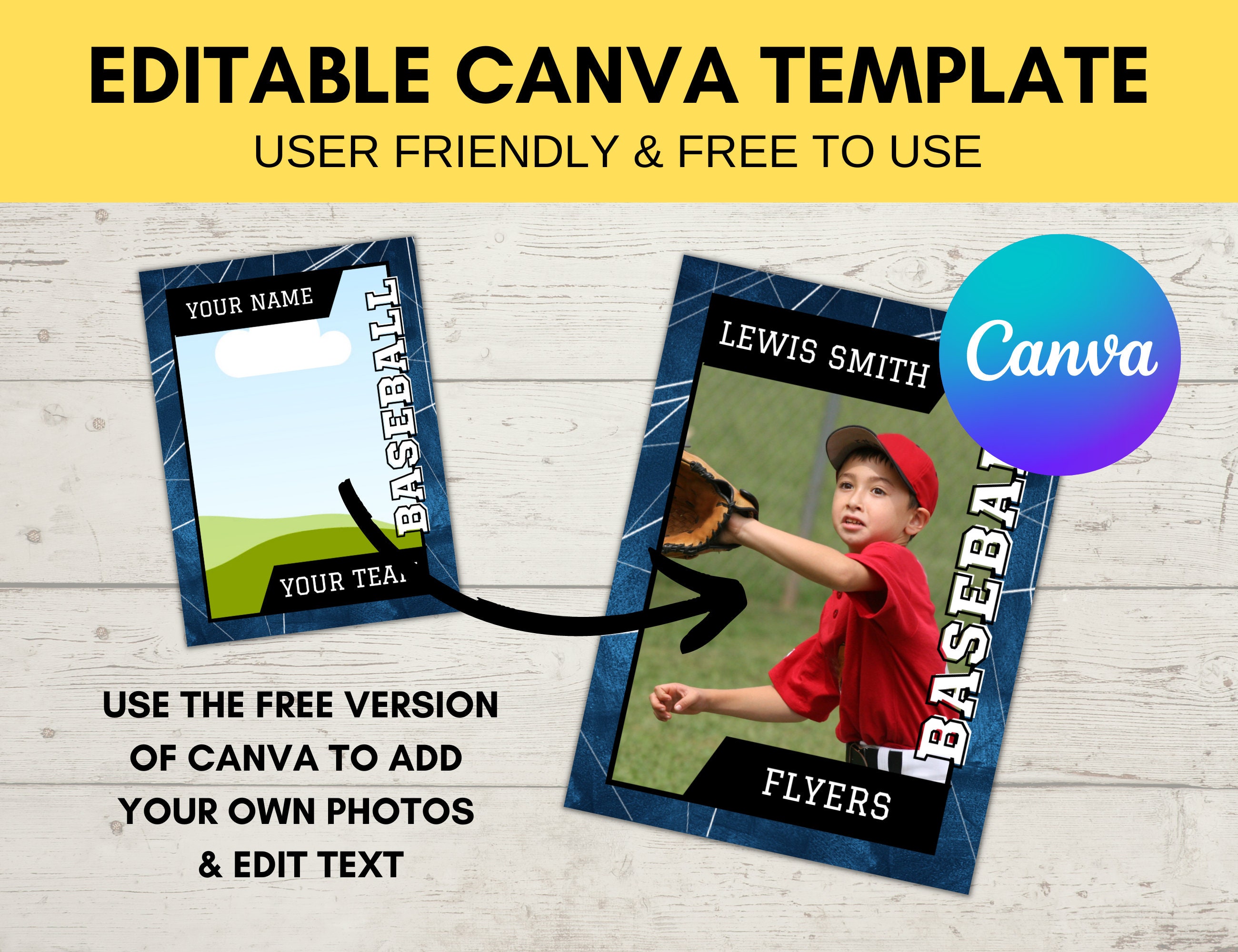 Editable Sports Card Template Custom Baseball Trading Card Etsy Australia